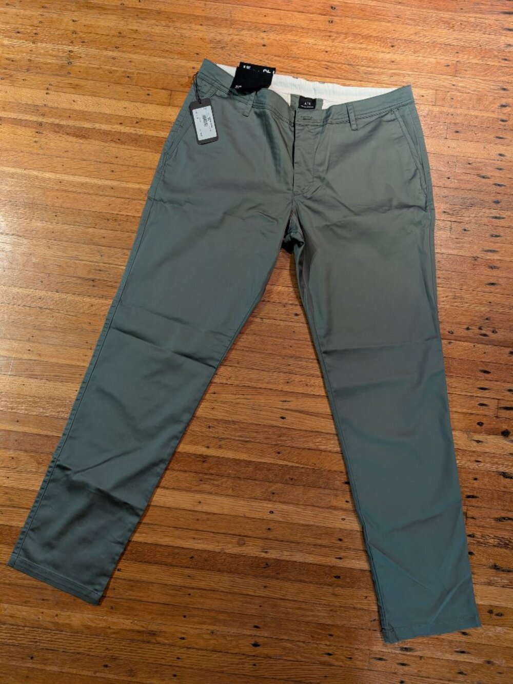 Armani Exchange Regular Fit Gabardine Trousers Gray NWT Men's 36R Dress Pants